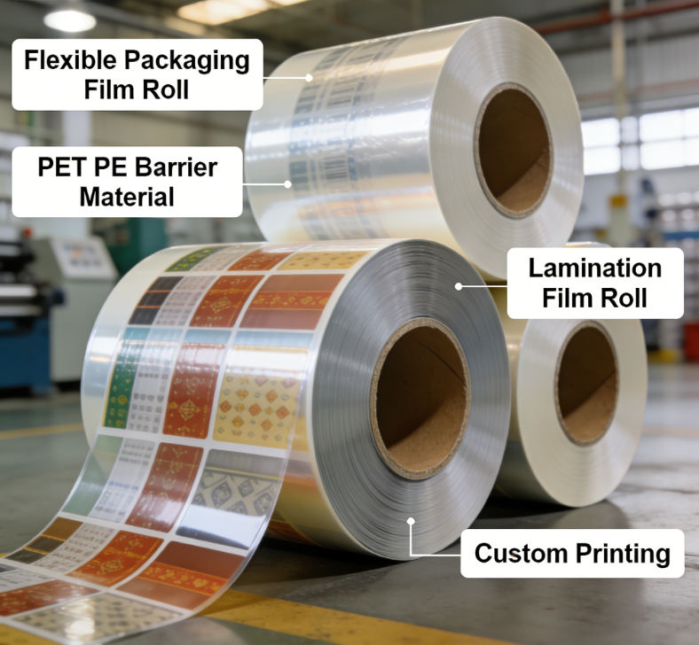 BOPP-Laminierfolienrolle in Lebensmittelqualität, individuell bedruckte flexible Verpackungsfolie